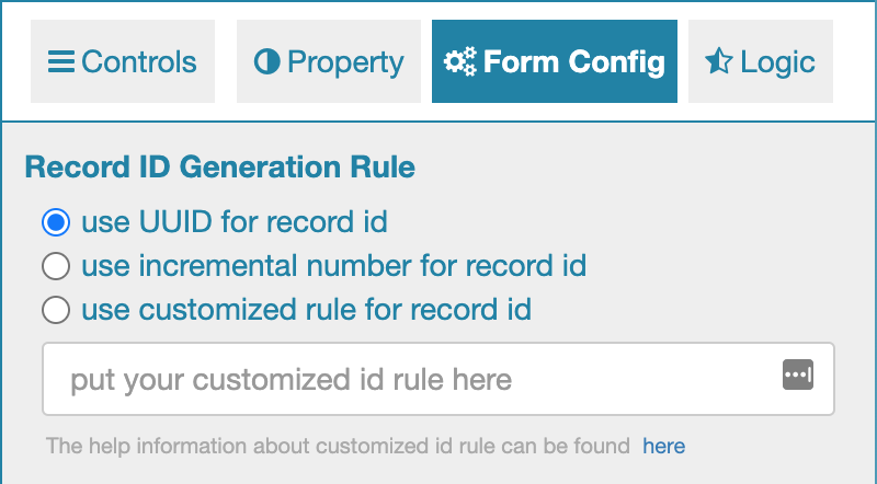 Options for Form Record ID